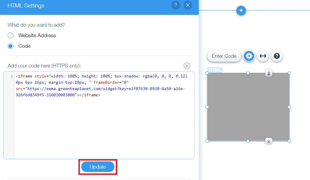 Widget code