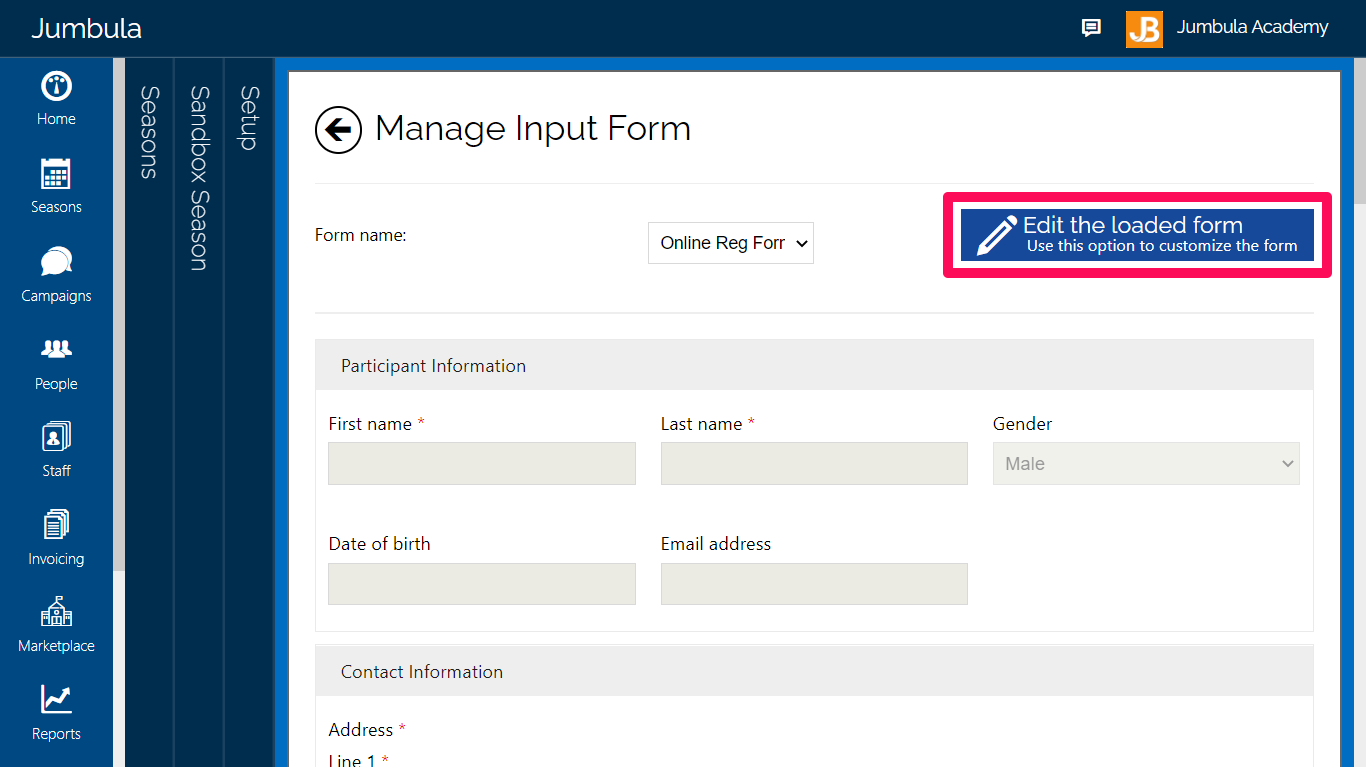 customize the form