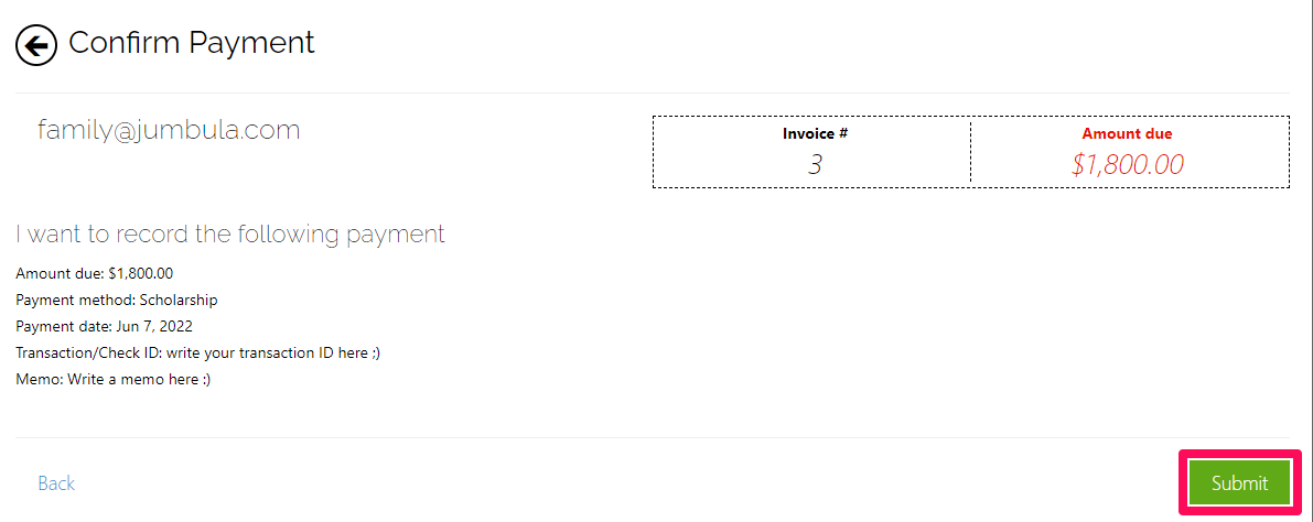 submit the financial aid-invoicing