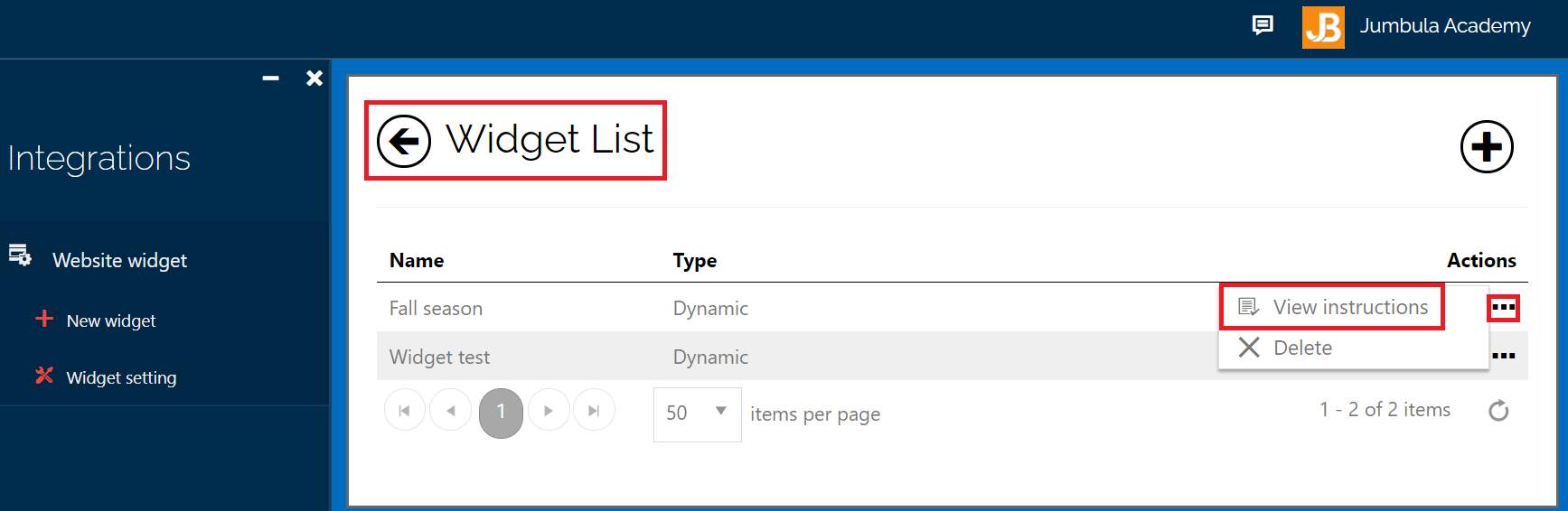 widget list 1